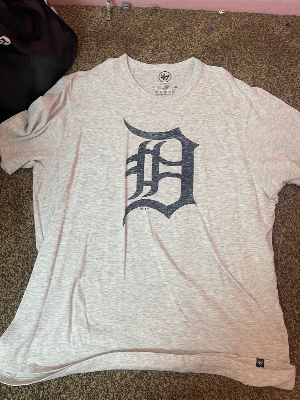 47 Brand Heather Gray Tee with Navy Detroit D Graphic